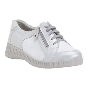 WIDEFIT Made In Portugal Leather Comfort Sneakers With Zipper size various white